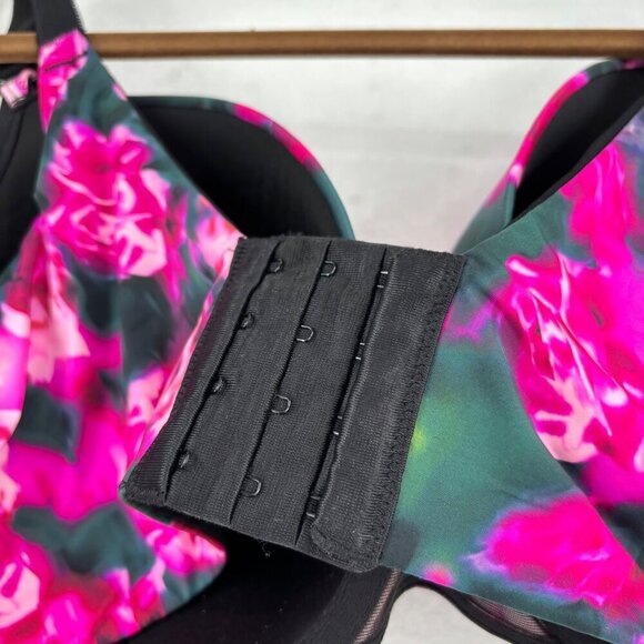 Torrid Perfect T Lightly Lined T-Shirt Bra 46D Pink Green Floral Print Underwire - Picture 5 of 10